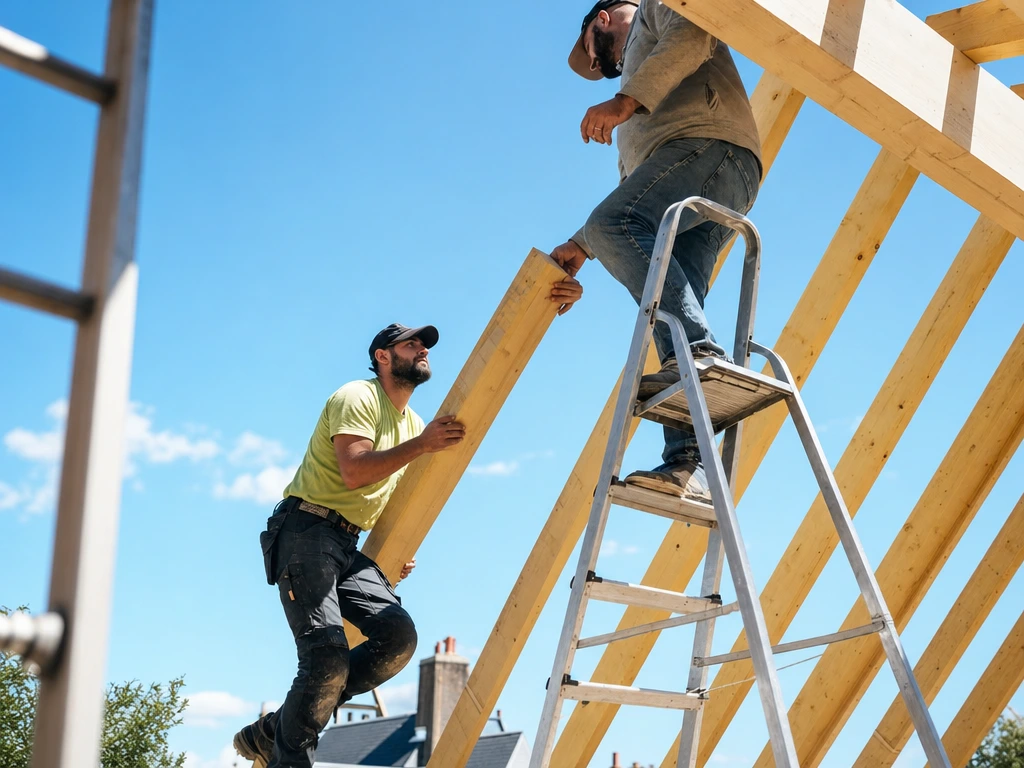 Timber framing of a small home under construction