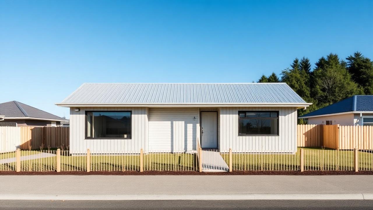A newly finished single-storey 70 square metre home on a fresh New Zealand section